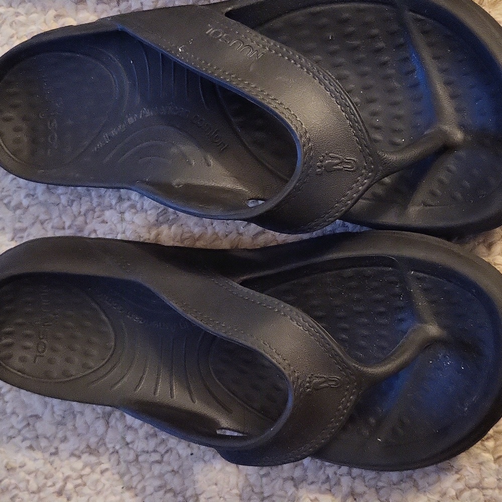 NuuSol Navy Black And Taupe Flip Flops Sandals Womens 7M - Picture 3 of 7